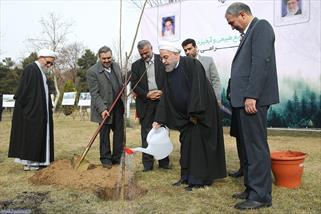 کاشت نهال توسط روحانی در آستانه روز درختکاری کاشت نهال توسط روحانی در آستانه روز درختکاری