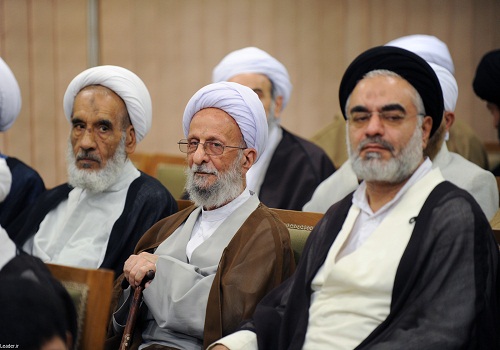 علامه مصباح در دیدار خبرگان با رهبر انقلاب +عکس