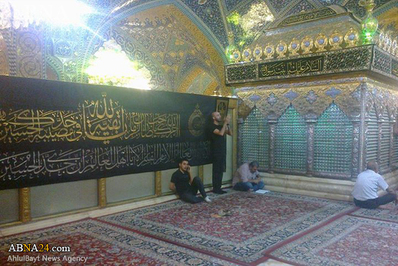 تصاویر/سیاه‌پوش‌شدن حرم‌حضرت رقیه(س)