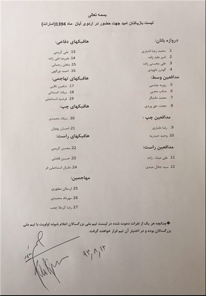 دستکاری لیست خاکپور در فدراسیون + سند دستکاری لیست خاکپور در فدراسیون + سند