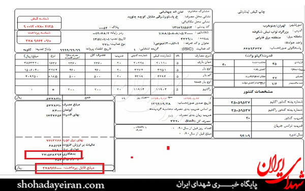 بدهی 3 میلیاردی ریاست جمهوری به شرکت برق! بدهی 3 میلیاردی ریاست جمهوری به شرکت برق!