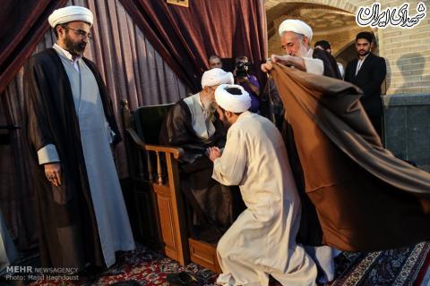 عمامه‌گذاری ‌طلاب با حضور علامه مصباح+عکس