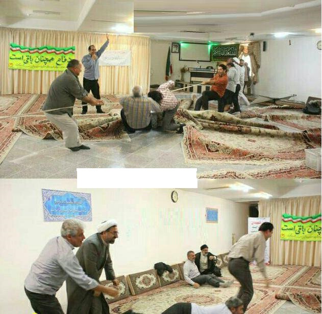 مسابقه عجیب طناب کشی روی فرش ...!+عکس مسابقه عجیب طناب کشی روی فرش ...!+عکس