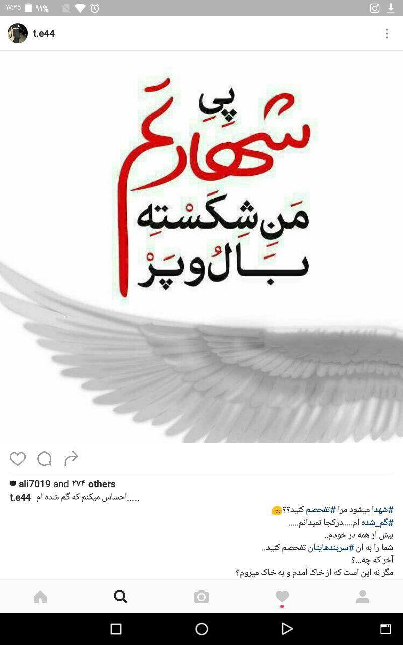 پست یکی از بانوان شهدای 