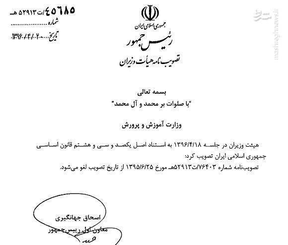 لغو تمامی تصمیمات هیات دولت درباره پیگیری 2030