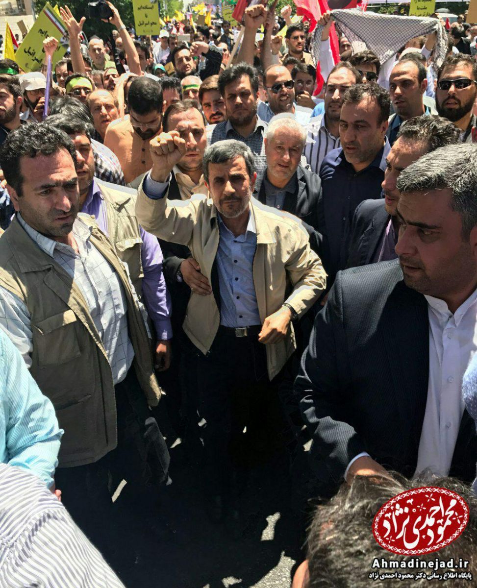 حضور احمدی نژاد در راهپیمایی روز قدس+عکس