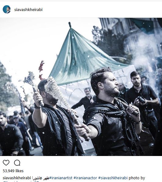 زنجیرزنی بازیگر سینما و تلویزیون در ظهر عاشورا +عکس