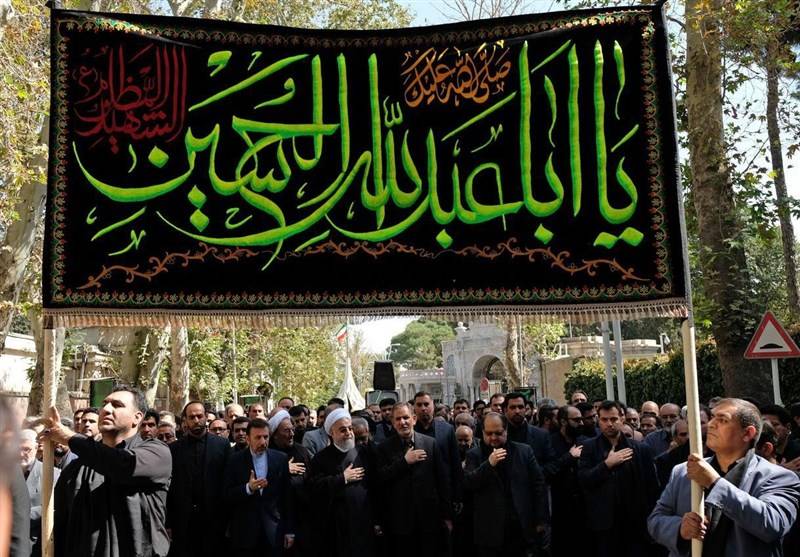 حضور رئیس جمهور روحانی در دسته عزاداری + عکس