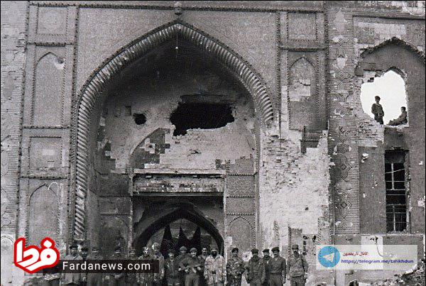 تخریب باب القبله حرم العباس در هجوم بعثی‌ها +عکس