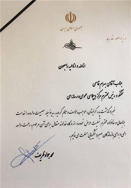 سخنگوی وزارت خارجه عزادار شد سخنگوی وزارت خارجه عزادار شد