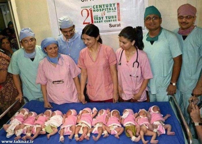 تولد بسیار عجیب نوزاد‌های 11 قلوی قد و نیم قد! + عکس