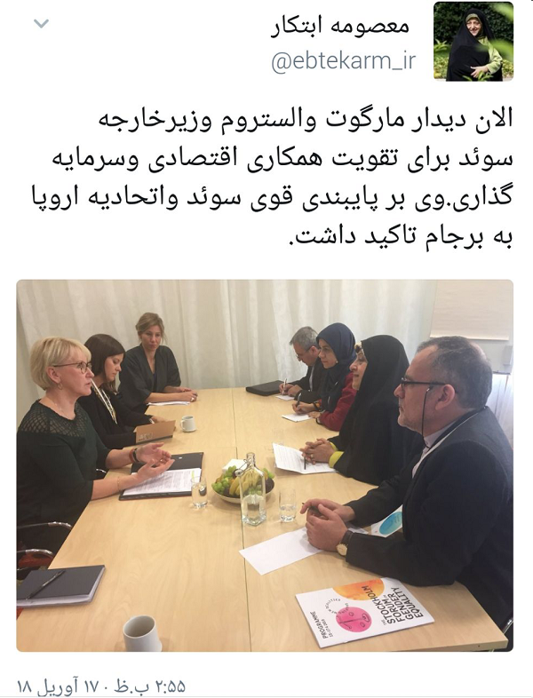 جلسه برجامی ابتکار با وزیر سوئدی +عکس
