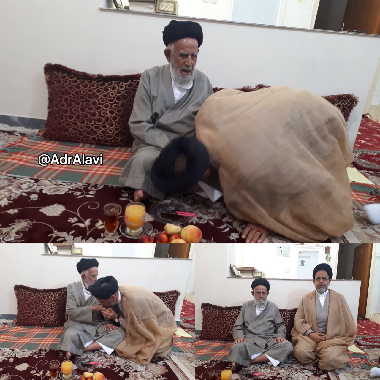 بوسه بر دست و پای پدر توسط وزیر اطلاعات + عکس