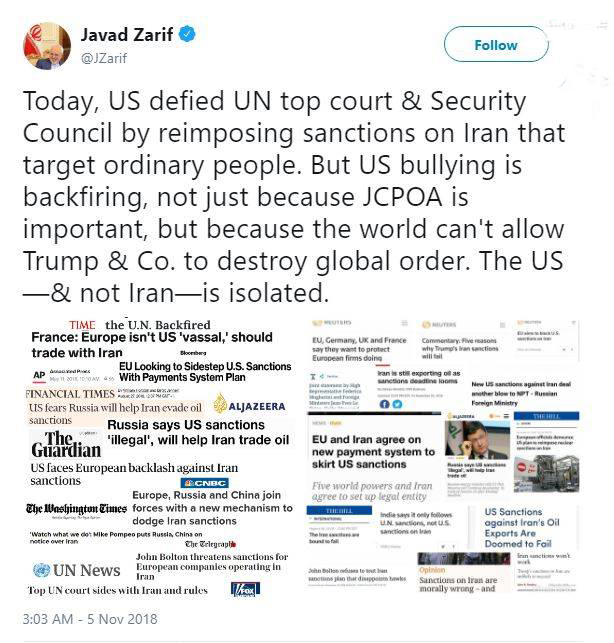 ظریف: آنکه منزوی شده واشنگتن است نه تهران + عکس ظریف: آنکه منزوی شده واشنگتن است نه تهران + عکس