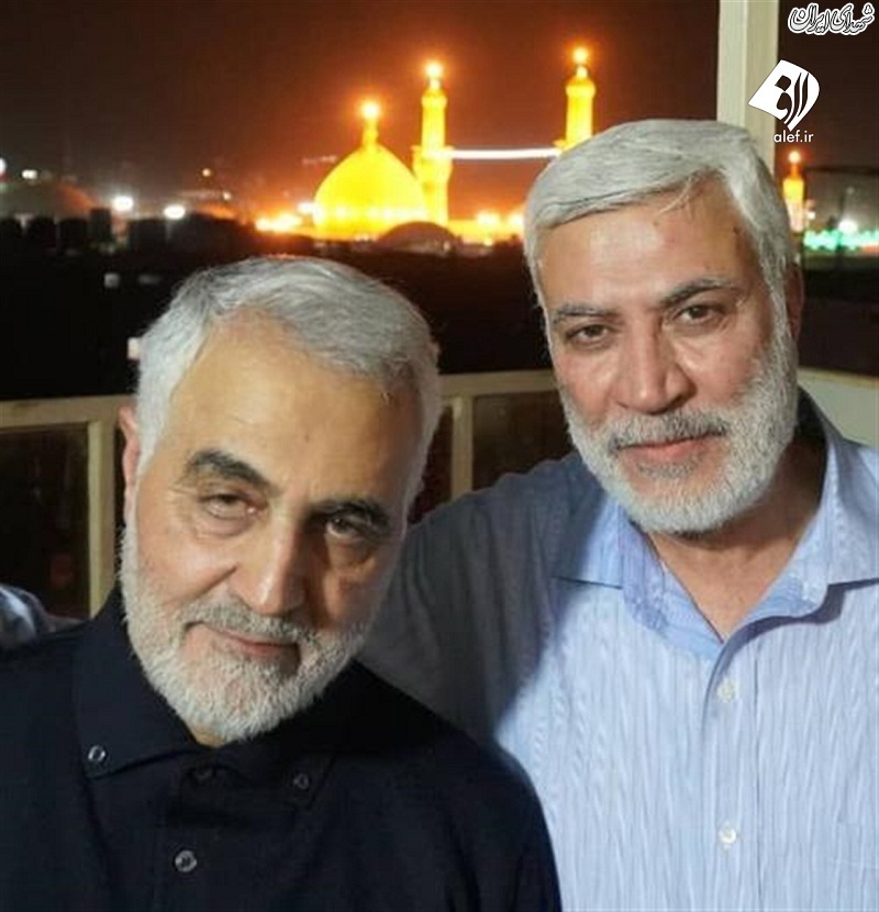 عکس یادگاری حاج قاسم و ابومهدی در کربلا