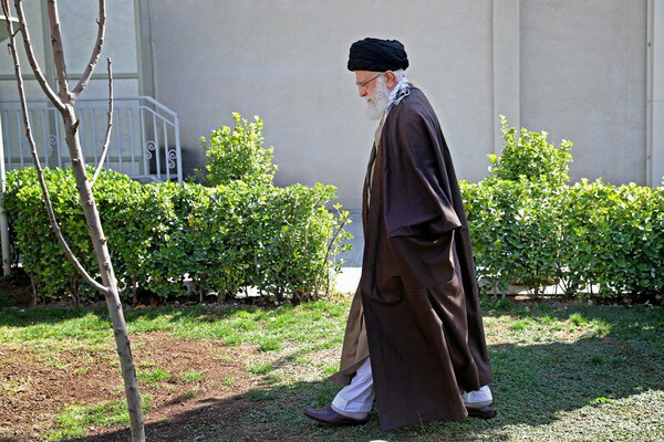 امام خامنه ای در حال کاشت نهال