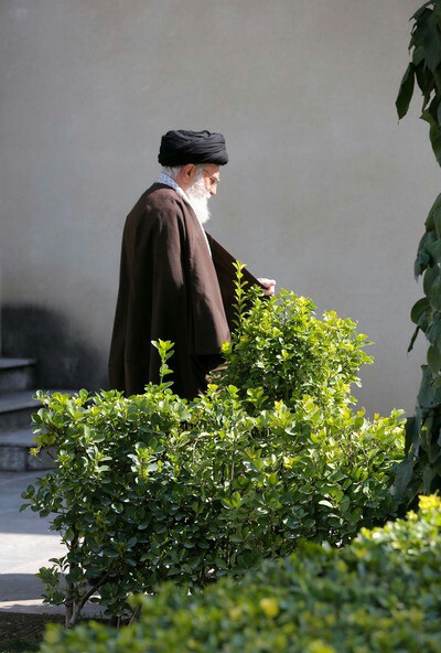 امام خامنه ای در حال کاشت نهال