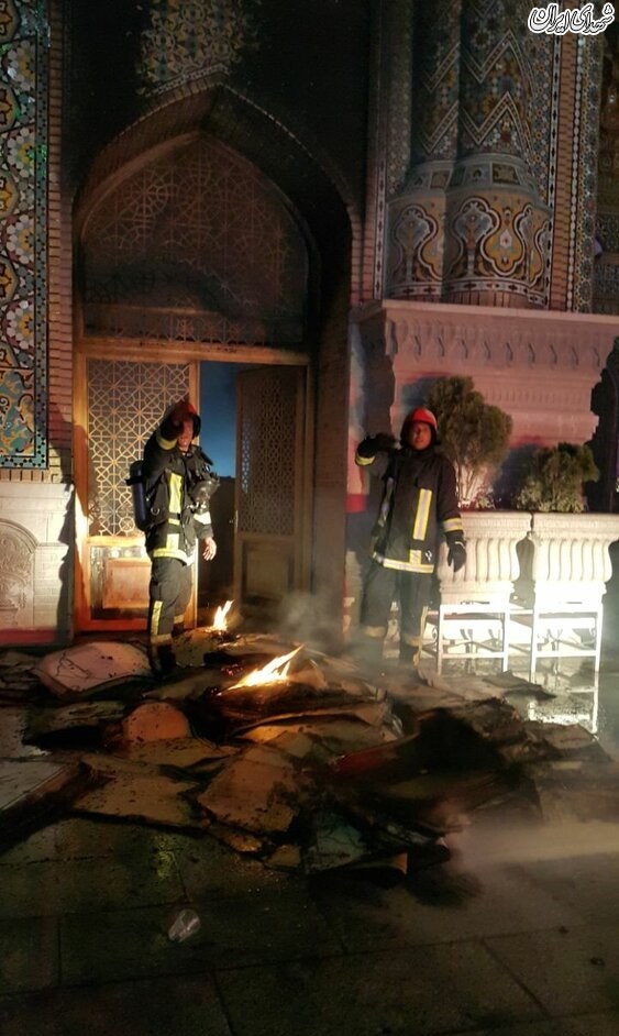 مهار آتش سوزی در صحن حرم حضرت معصومه (س)