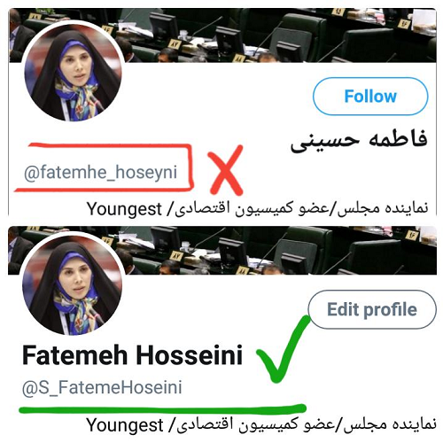 صفحه جعلی این بار به اسم خانم نماینده!+عکس صفحه جعلی این بار به اسم خانم نماینده!+عکس