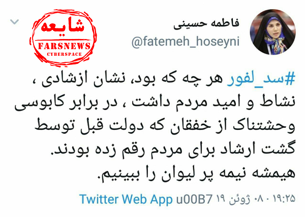 صفحه جعلی این بار به اسم خانم نماینده!+عکس صفحه جعلی این بار به اسم خانم نماینده!+عکس