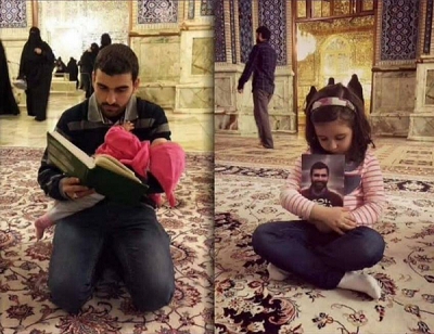 عکس/ دختر شهید لبنانی در حرم امام رضا(ع)