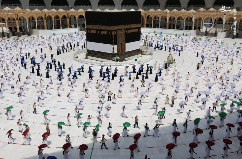 عکس/ فاصله اجتماعی حجاج در مناسک حج