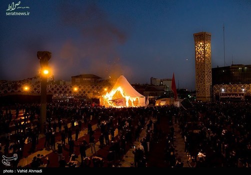 مراسم خیمه سوزان عصر عاشورا در میدان امام حسین (ع)