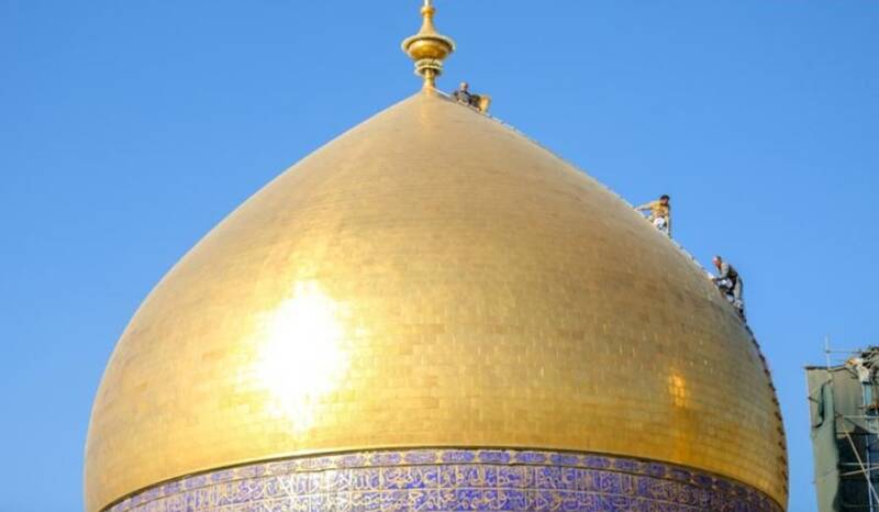 شست‌‎وشوی گنبد حرم علوی برای ماه رمضان