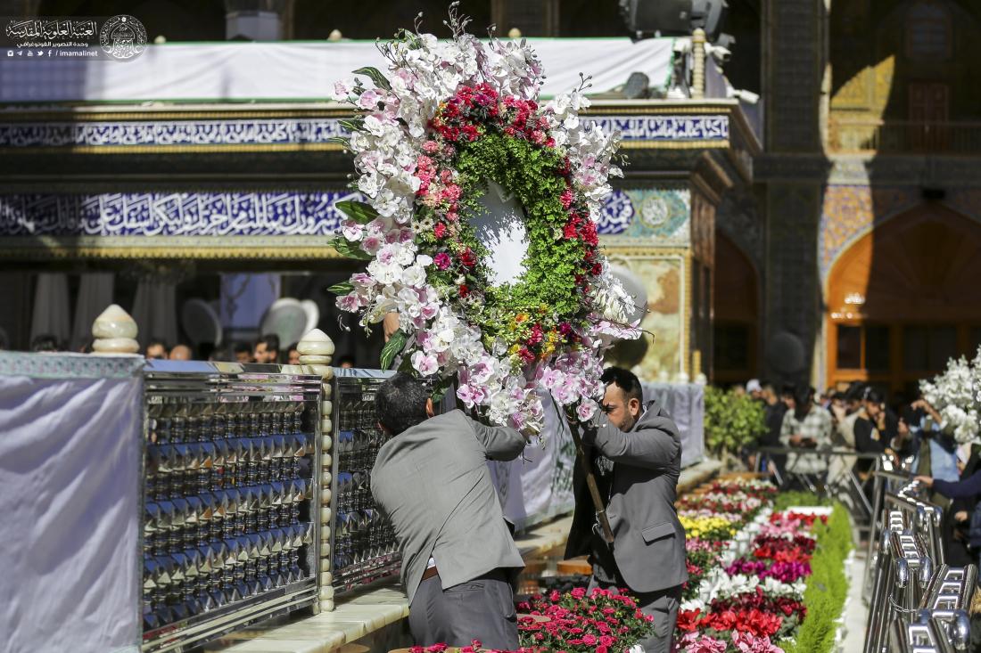 گل‌آرایی حرم علوی در سالروز ولادت امام جواد(ع)