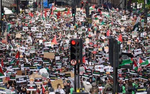 فریاد هزاران نفر در لندن؛ اسرائیل تروریست است فریاد هزاران نفر در لندن؛ اسرائیل تروریست است