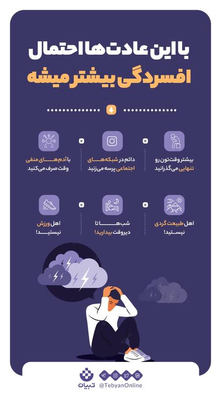 اینفوگرافیک/ عادت‌هایی که احتمال افسردگی را بیشتر می‌کند