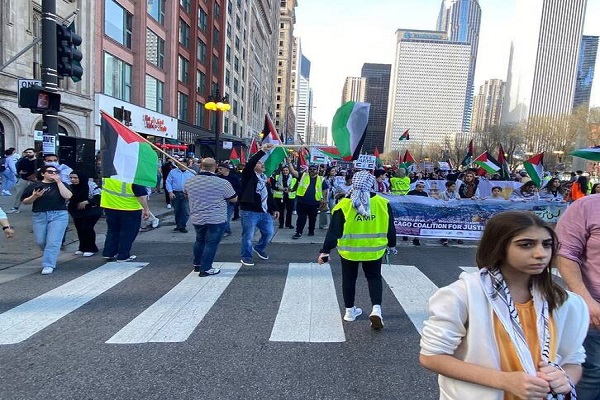 راهپیمایی حمایت از فلسطین در آمریکا