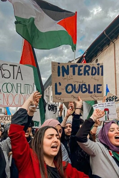 عکس/ اهتزاز پرچم فلسطین در ایتالیا