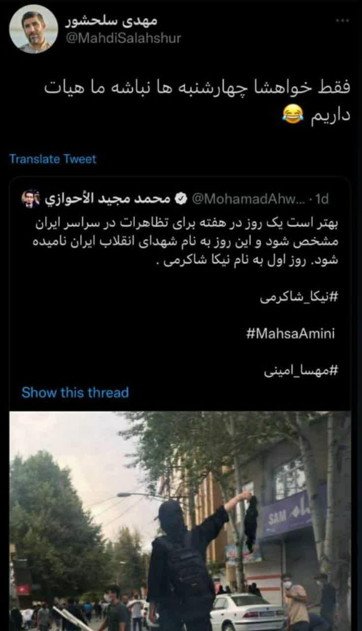 واکنش سلحشور به توییت یک جدایی طلب