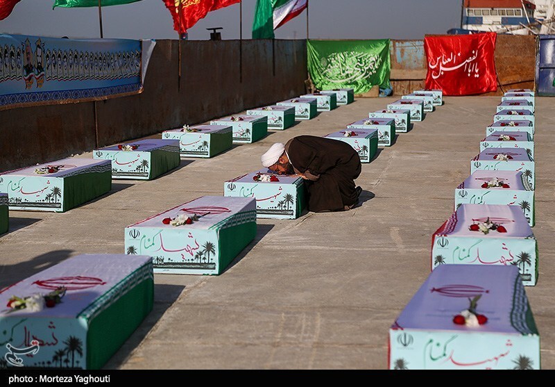 بازگشت پیکر 85 شهید دوران دفاع مقدس از مرزآبی اروند به کشور