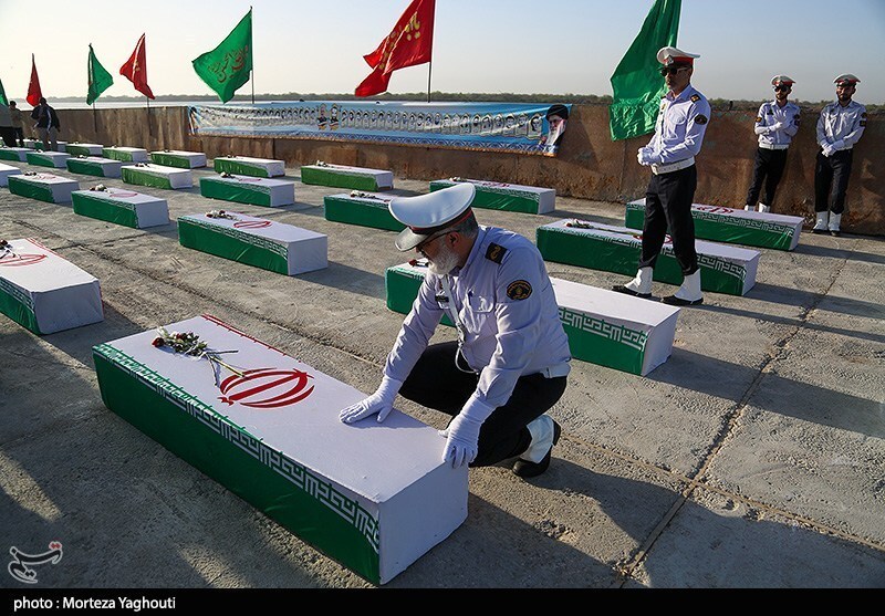 بازگشت پیکر 85 شهید دوران دفاع مقدس از مرزآبی اروند به کشور