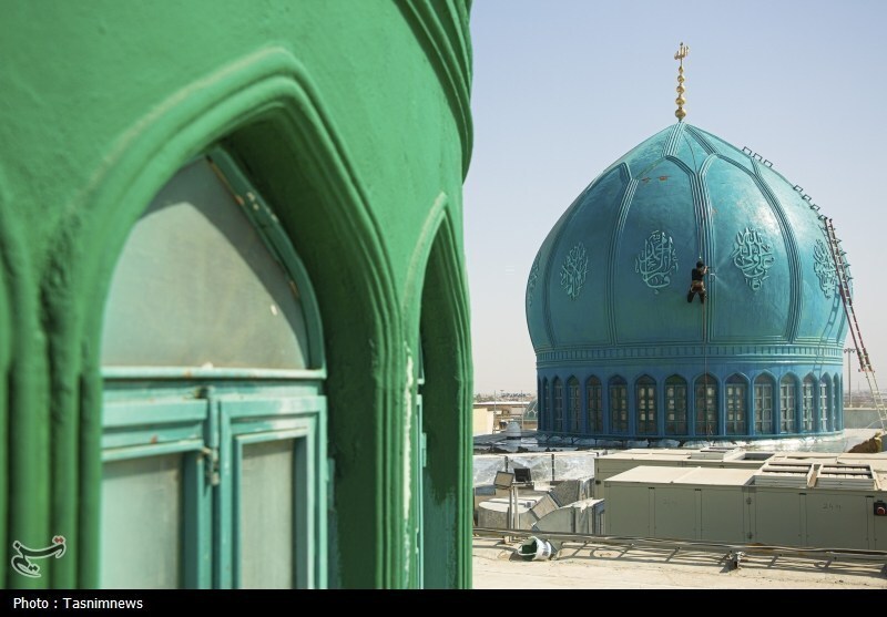 شستشوی گنبدهای مسجد مقدس جمکران